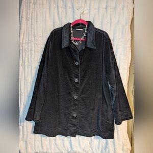 Black Corduroy Button-Up Jacket